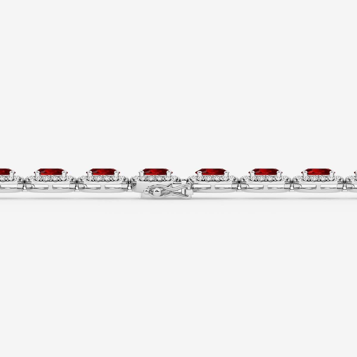 Additional Image 2 for  8 1/2 Oval Cut Created Ruby and Round Lab Grown Diamond Bracelet - 7 Inches